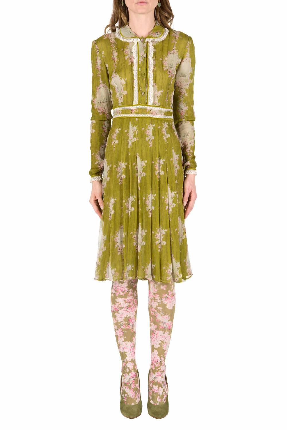 Luisa Beccaria Cerchio Di Rose Abito In Chiffon Girocollo Duty-free
