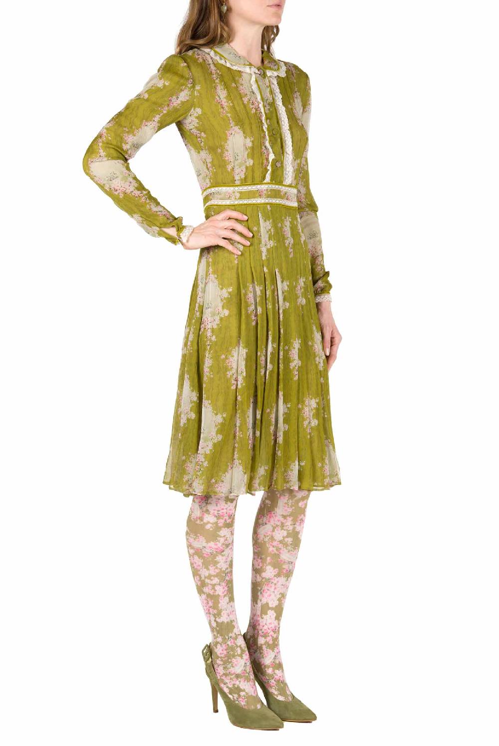 Luisa Beccaria Cerchio Di Rose Abito In Chiffon Girocollo Duty-free