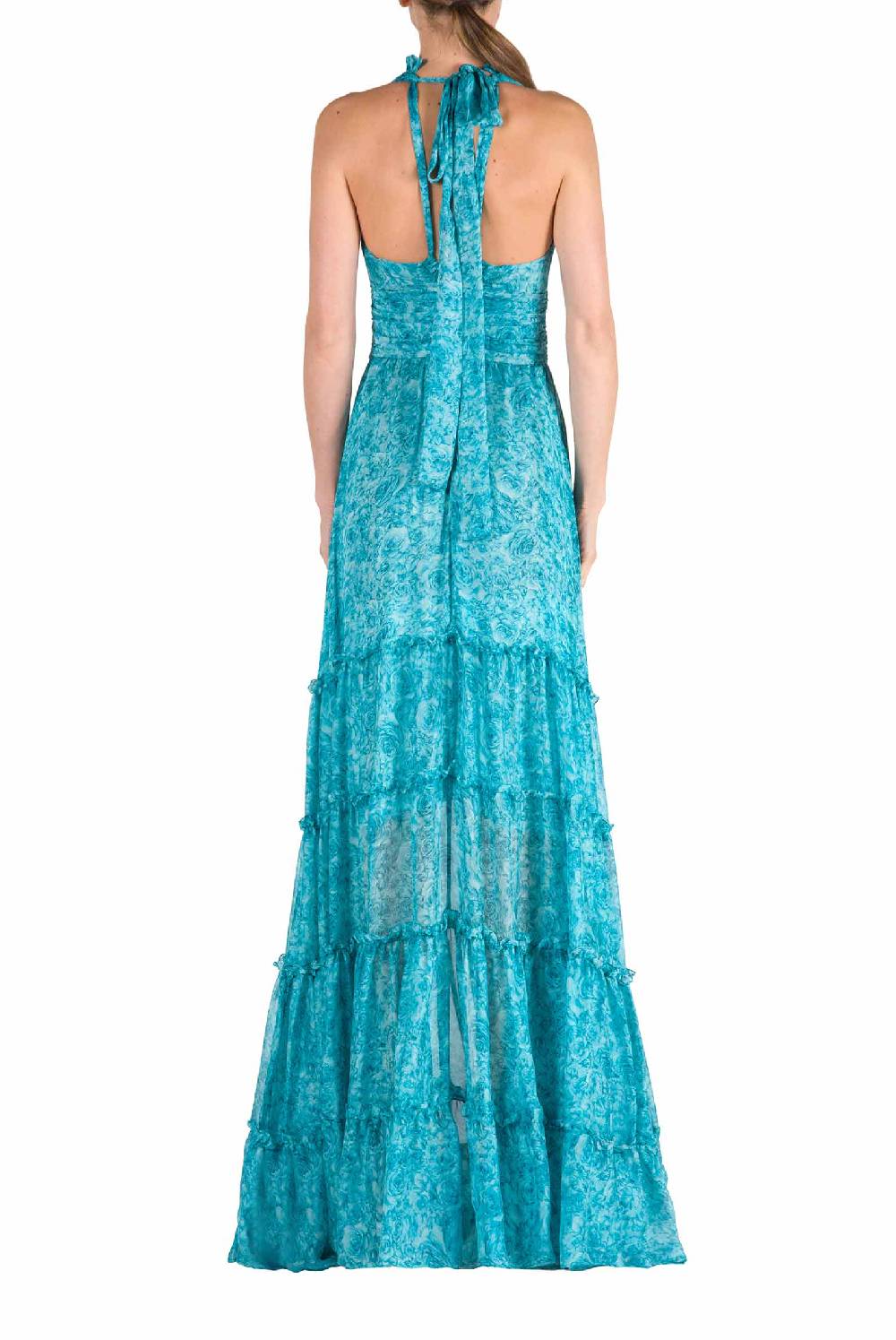 Luisa Beccaria Abito in chiffon di seta stampato con rose 2025