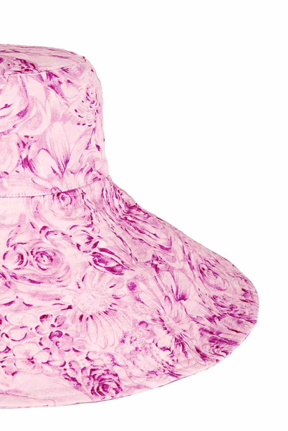 Luisa Beccaria Cappello in lino Capri con stampa rose rosa Italia