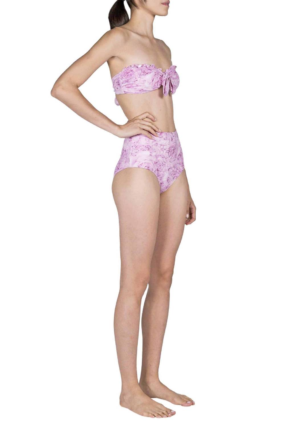 Luisa Beccaria Fascia E Vita Alta Slip Bikini Rose Rosa In Linea