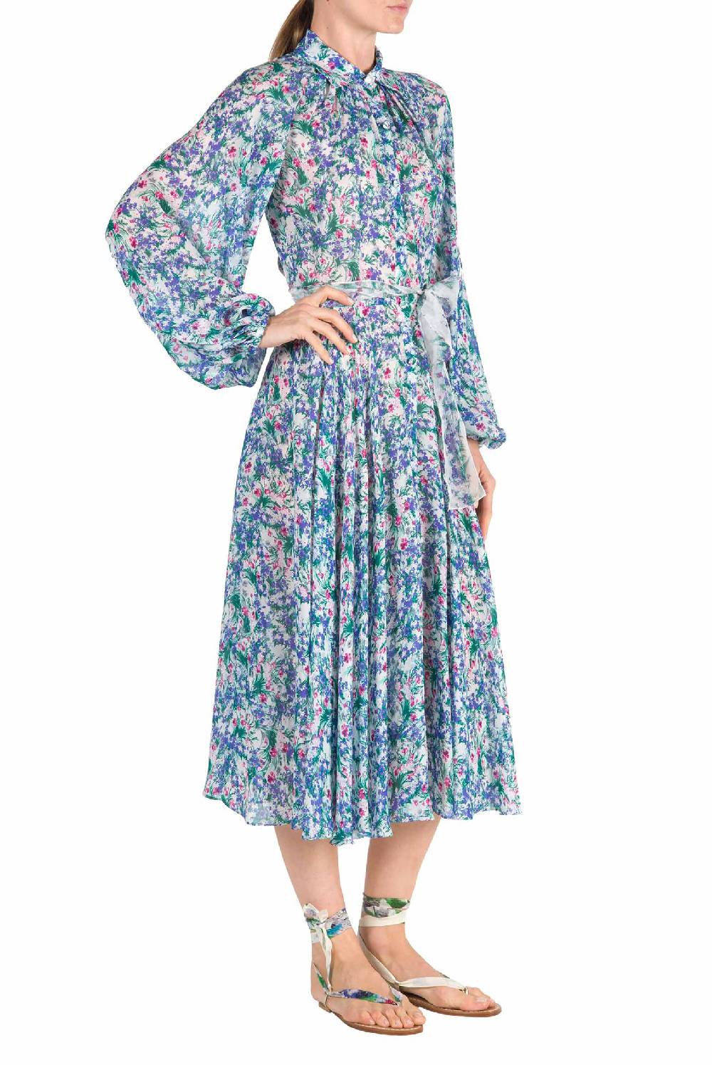 Luisa Beccaria Abito in georgette Carla Maria con stampa floreale Pezzi Unici