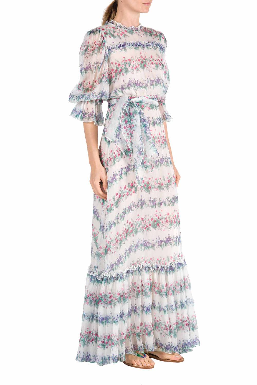 Luisa Beccaria Abito in chiffon stampato floreale Soddisfazione Garantita