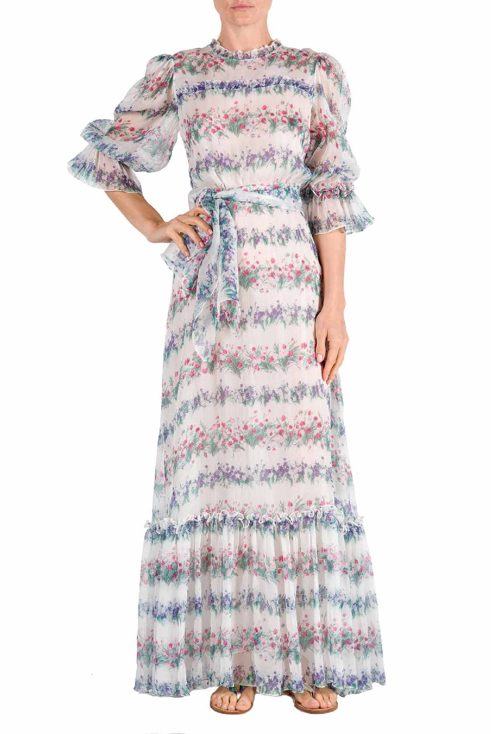 Luisa Beccaria Abito in chiffon stampato floreale Soddisfazione Garantita