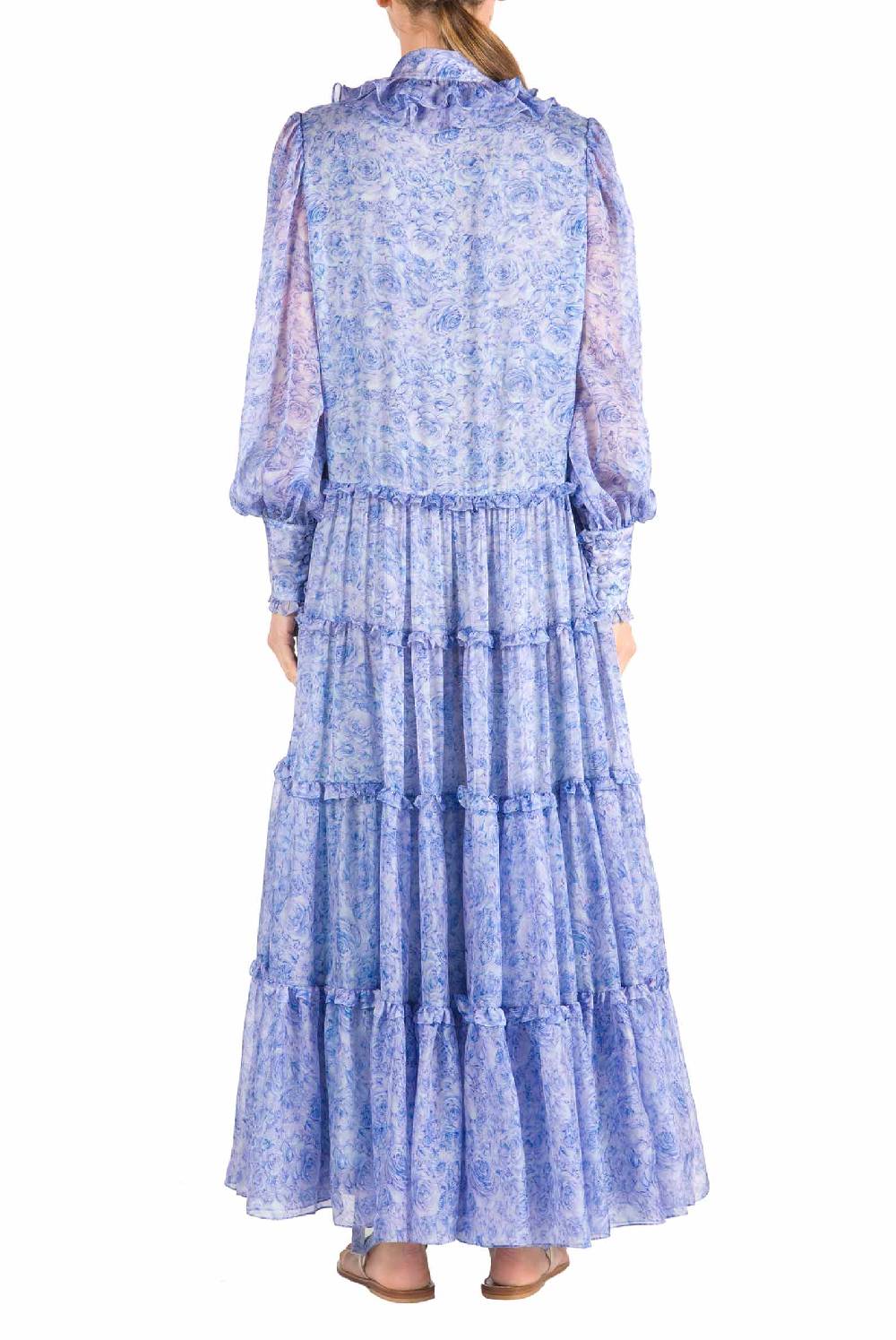 Luisa Beccaria Abito Chemisier in Chiffon con Rose Convenienza