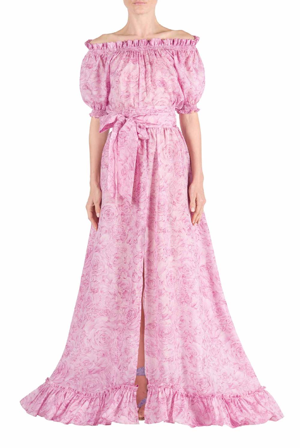Luisa Beccaria Abito in organza stampato con rose Novità