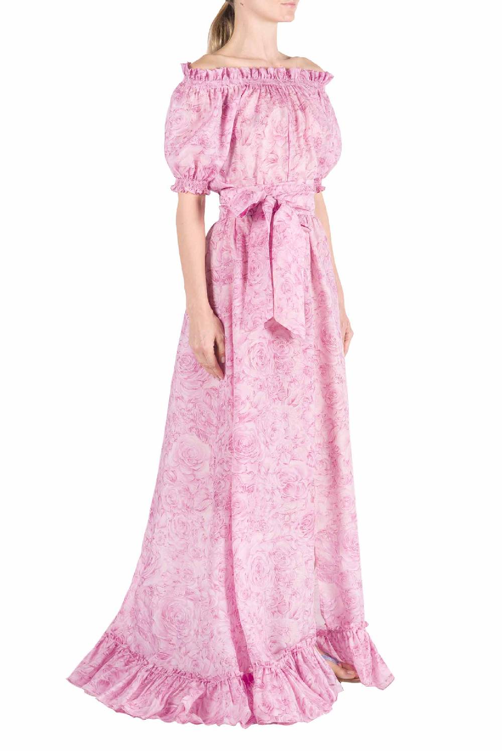 Luisa Beccaria Abito in organza stampato con rose Novità