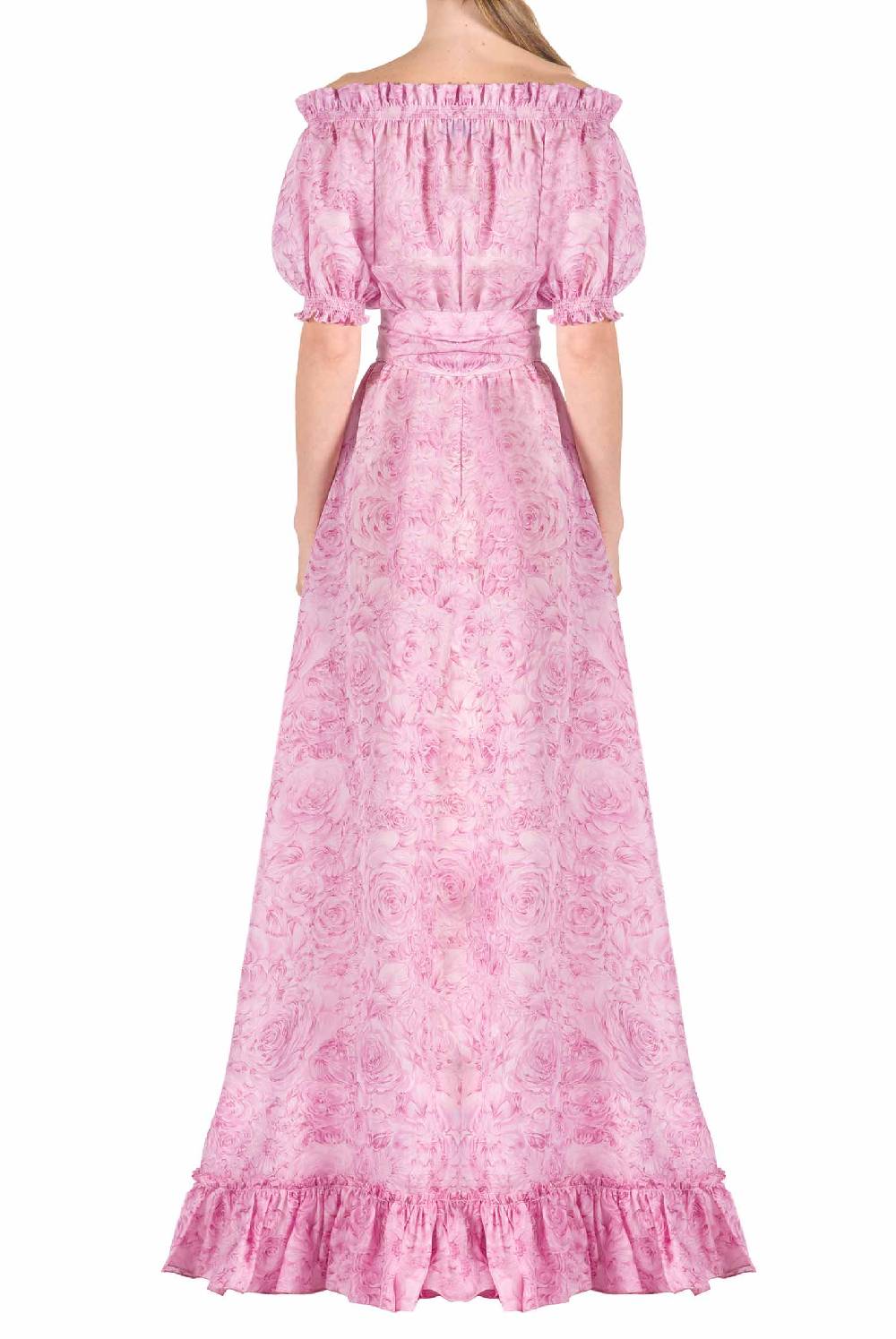Luisa Beccaria Abito in organza stampato con rose Novità