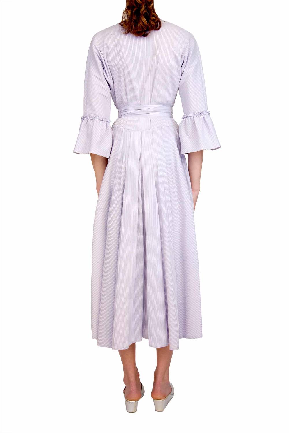 Luisa Beccaria Abito Luisa in cotone elasticizzato a righe lilla / bianco Offerte