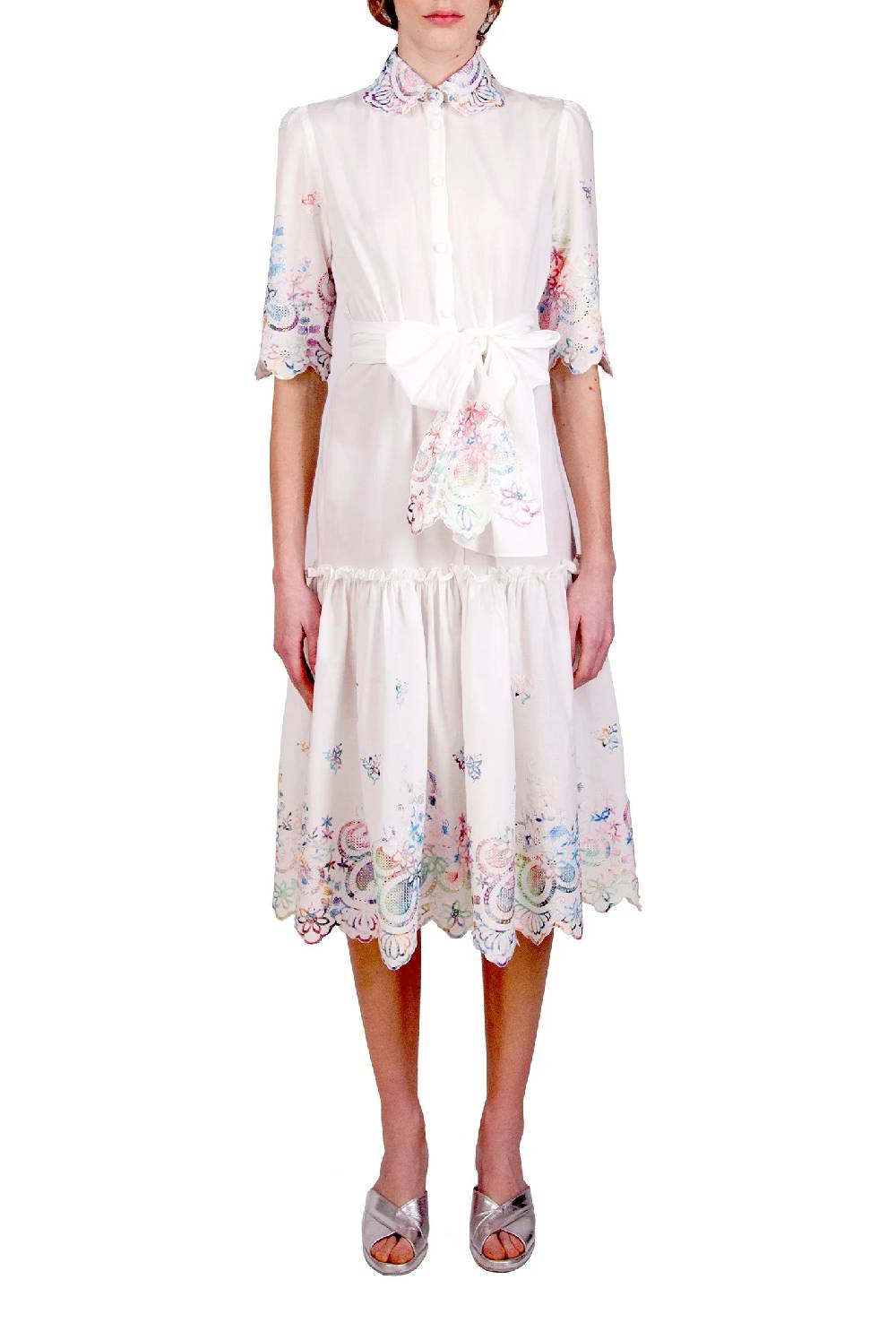 Luisa Beccaria Chemisier in cotone ricamato Hotsell