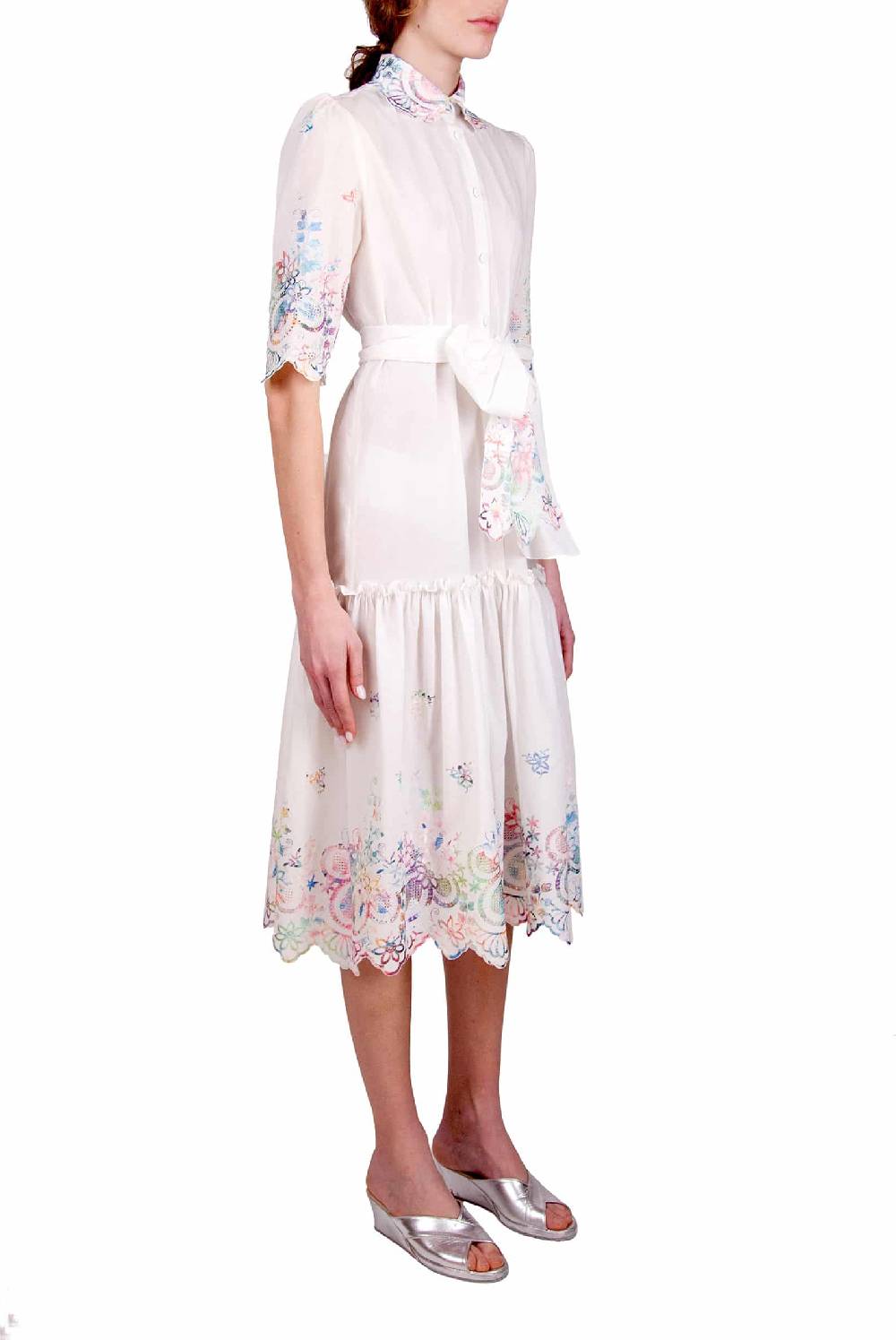 Luisa Beccaria Chemisier in cotone ricamato Hotsell
