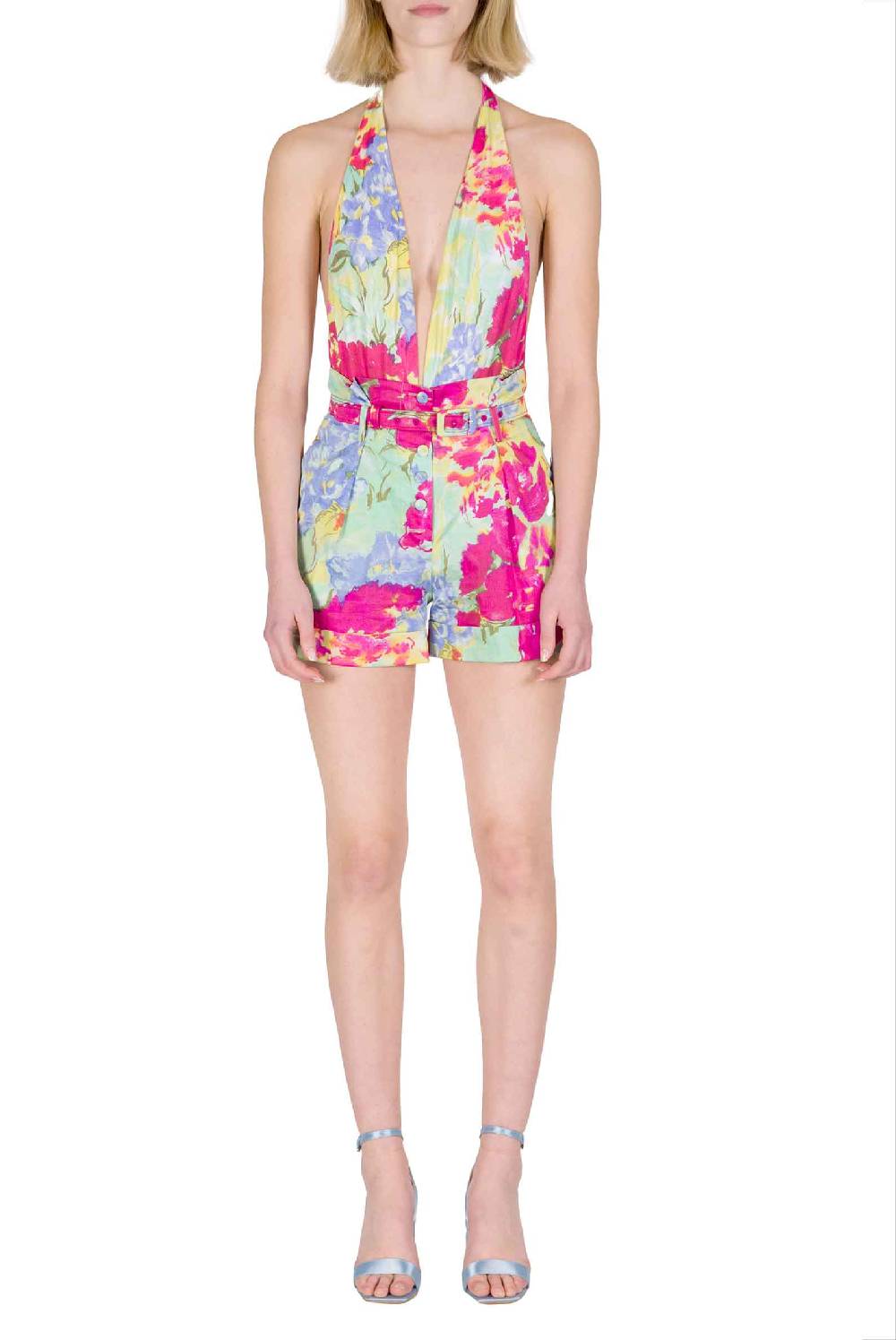 Luisa Beccaria Shorts in cotone a fiori astratti Negozio