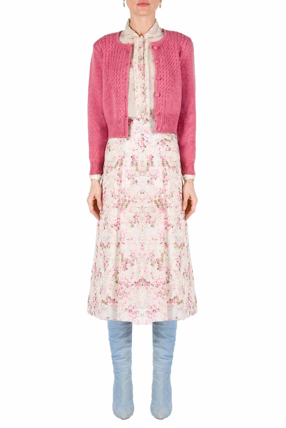 Luisa Beccaria Cardigan in maglia a trecce con bottoni Comprare a buon mercato