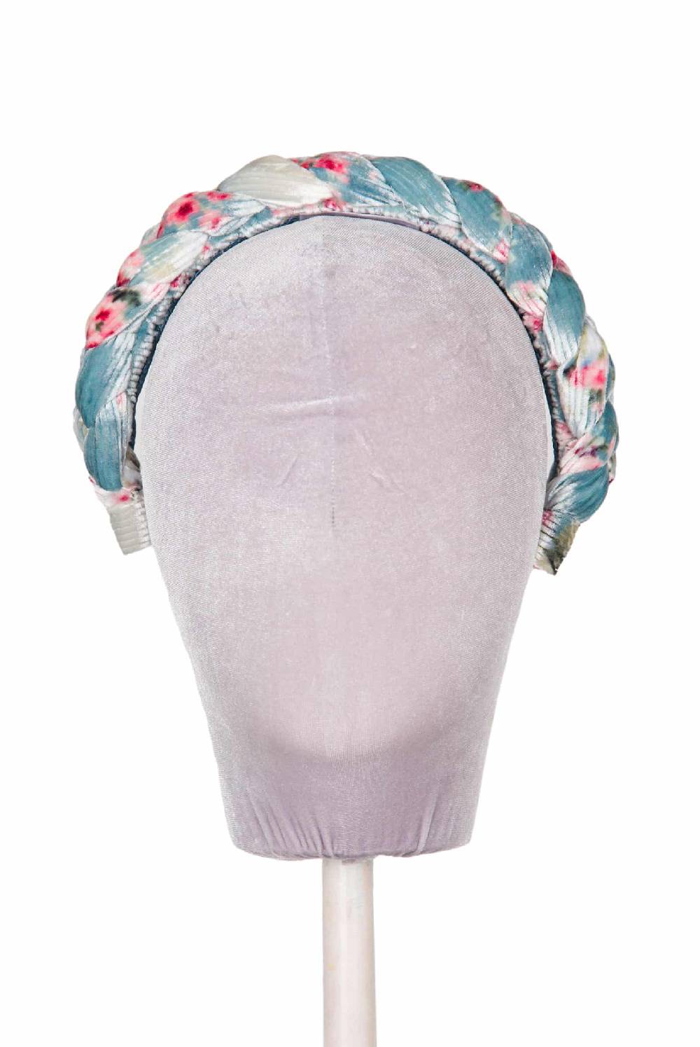 Luisa Beccaria Fascia per capelli intrecciata con boccioli di rose di velluto blu Flash Sale