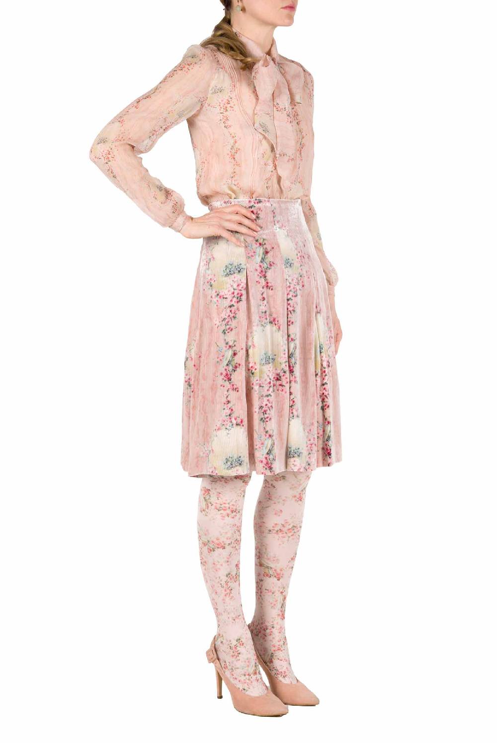 Luisa Beccaria Cerchio In Chiffon Di Rose Camicia Con Fiocco Shopping online