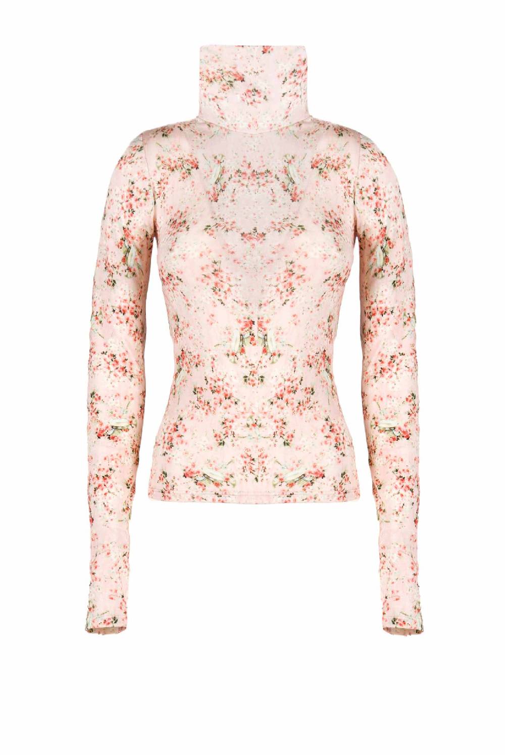 Luisa Beccaria Dolcevita in jersey rosa con stampa boccioli di rosa Offerta esclusiva
