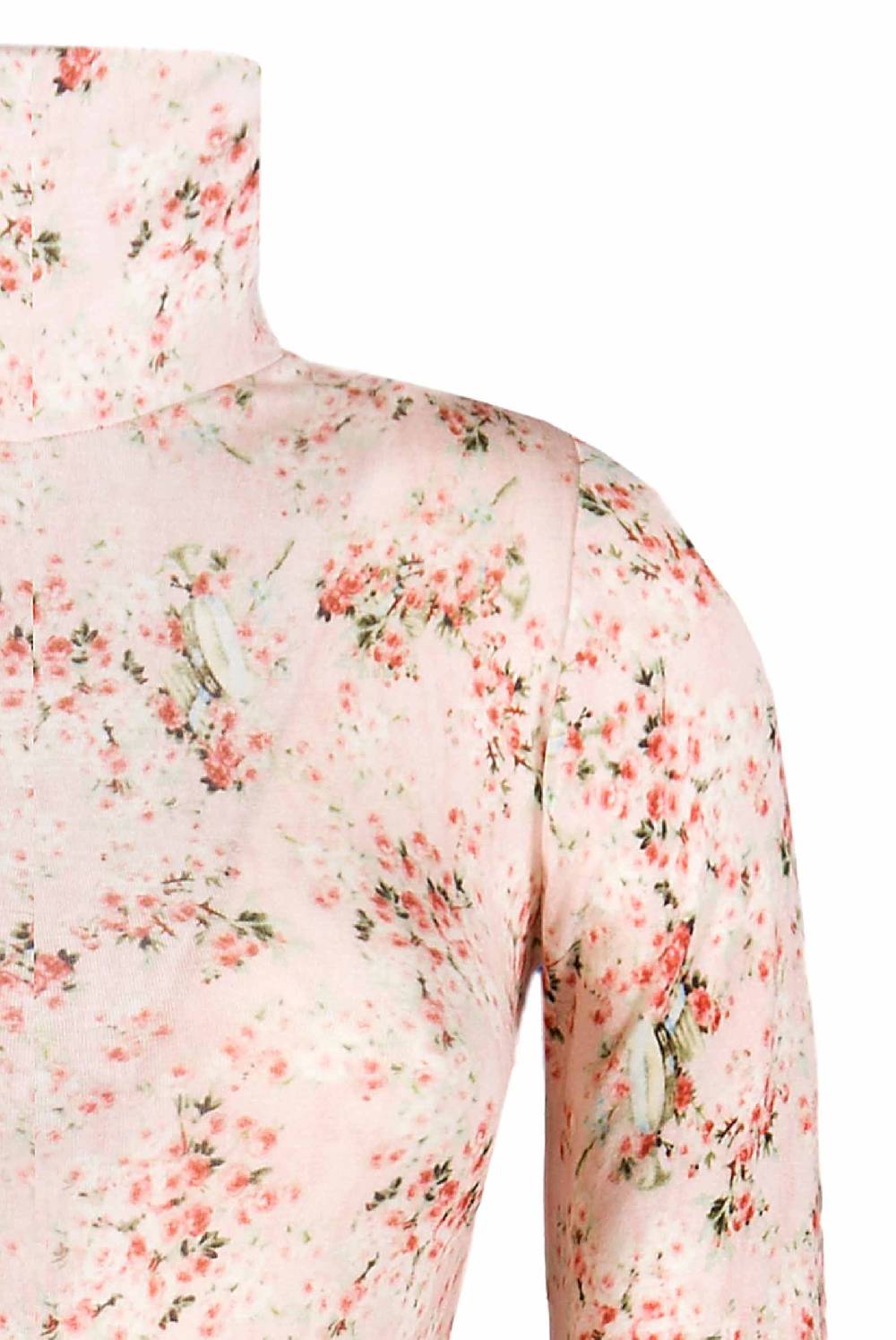Luisa Beccaria Dolcevita in jersey rosa con stampa boccioli di rosa Offerta esclusiva