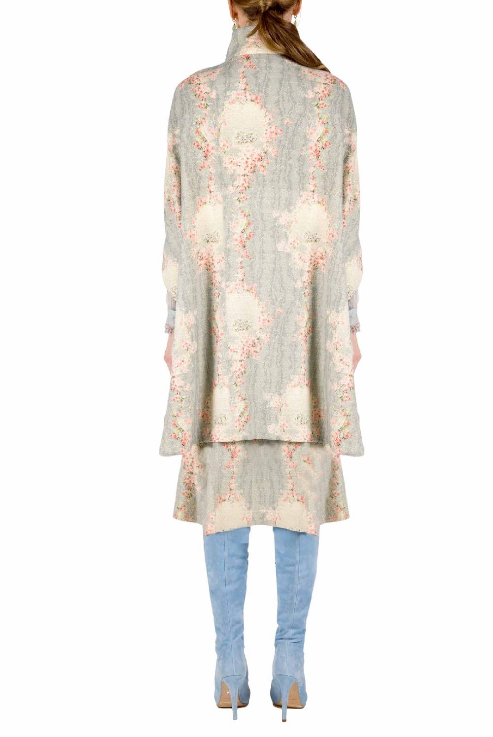 Luisa Beccaria Mantella Cerchio Di Rose Stampata In Lana Con Lurex Black Friday