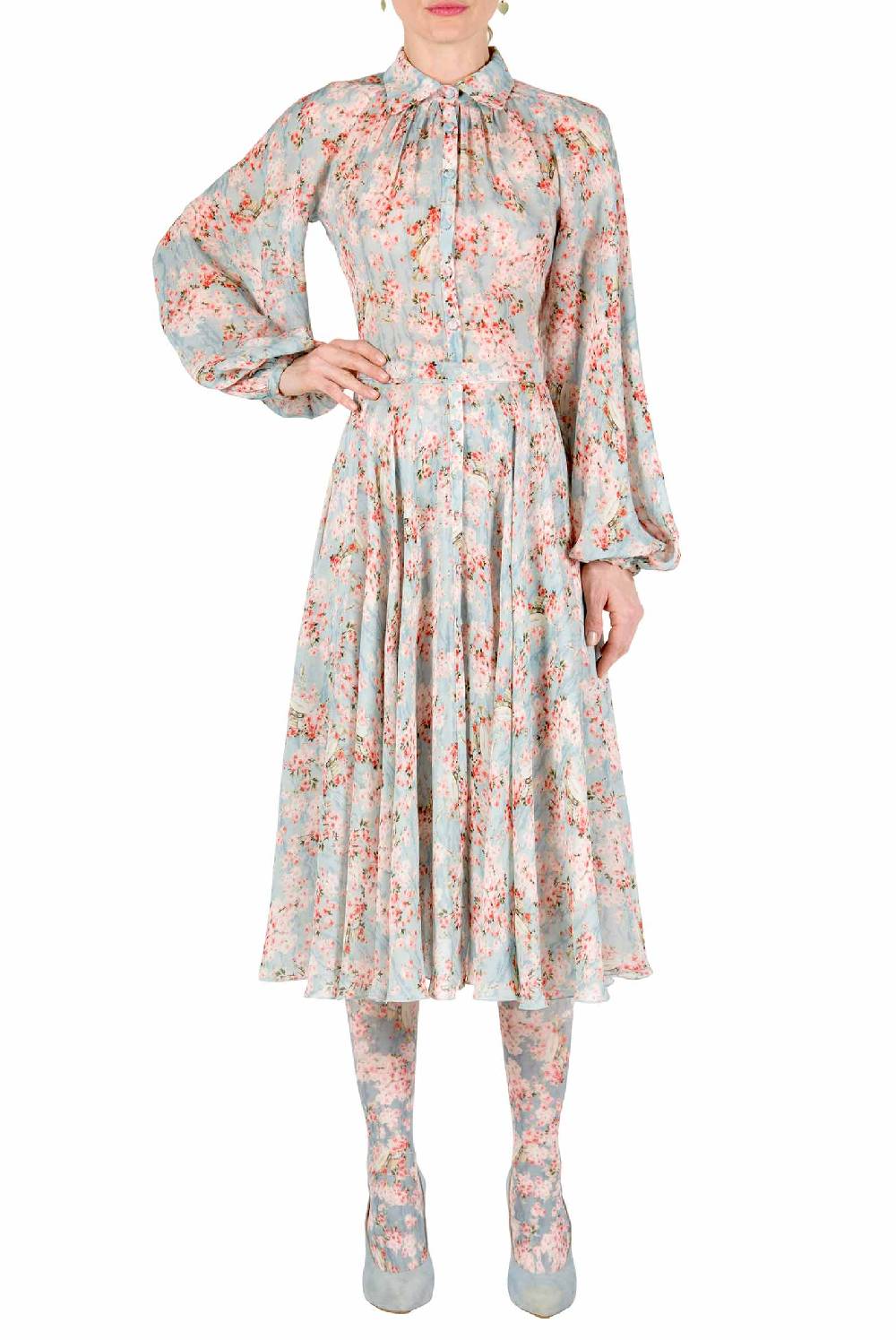 Luisa Beccaria Abito Carlamaria Georgette Cerchio Di Rose Offerta natalizia
