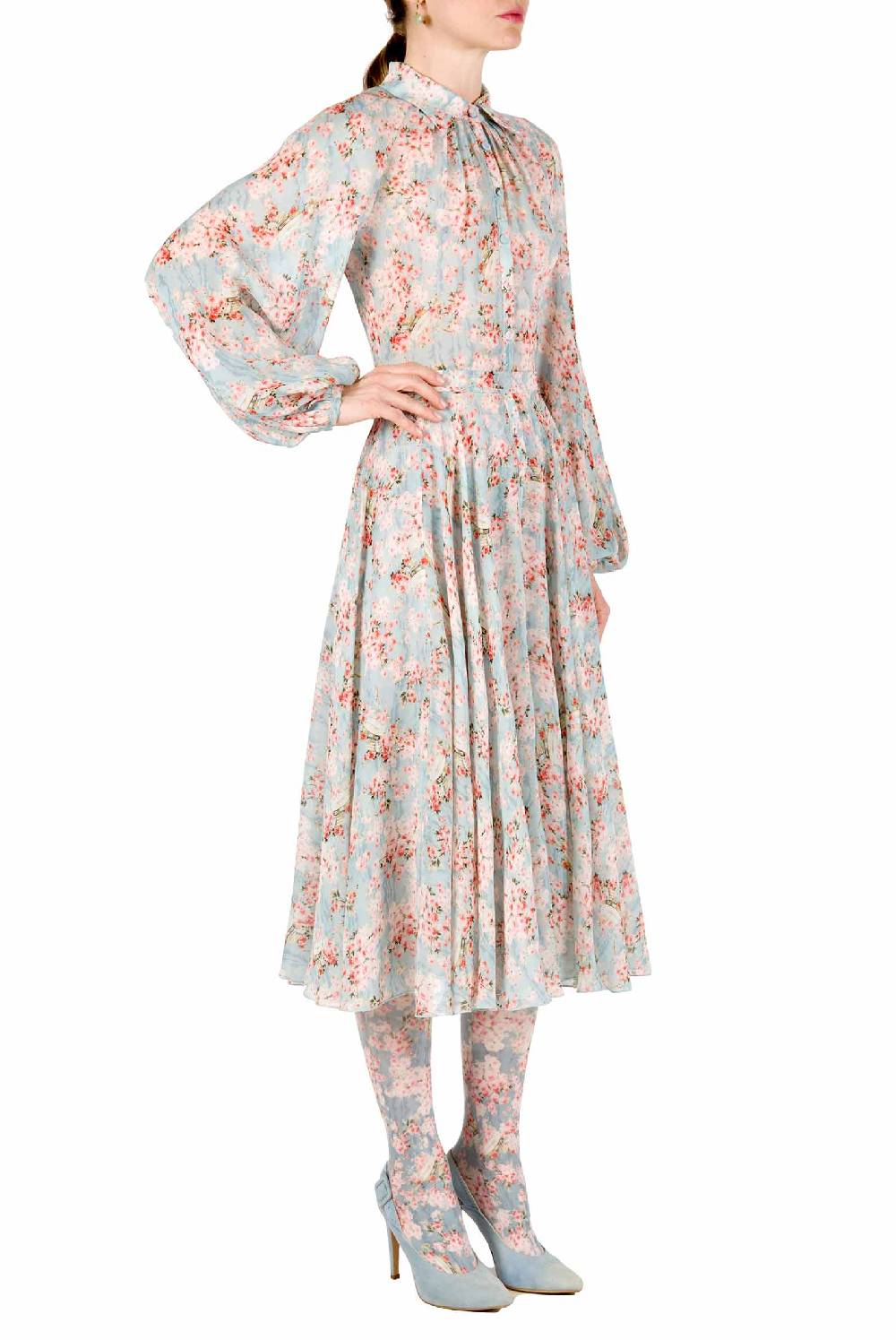Luisa Beccaria Abito Carlamaria Georgette Cerchio Di Rose Offerta natalizia