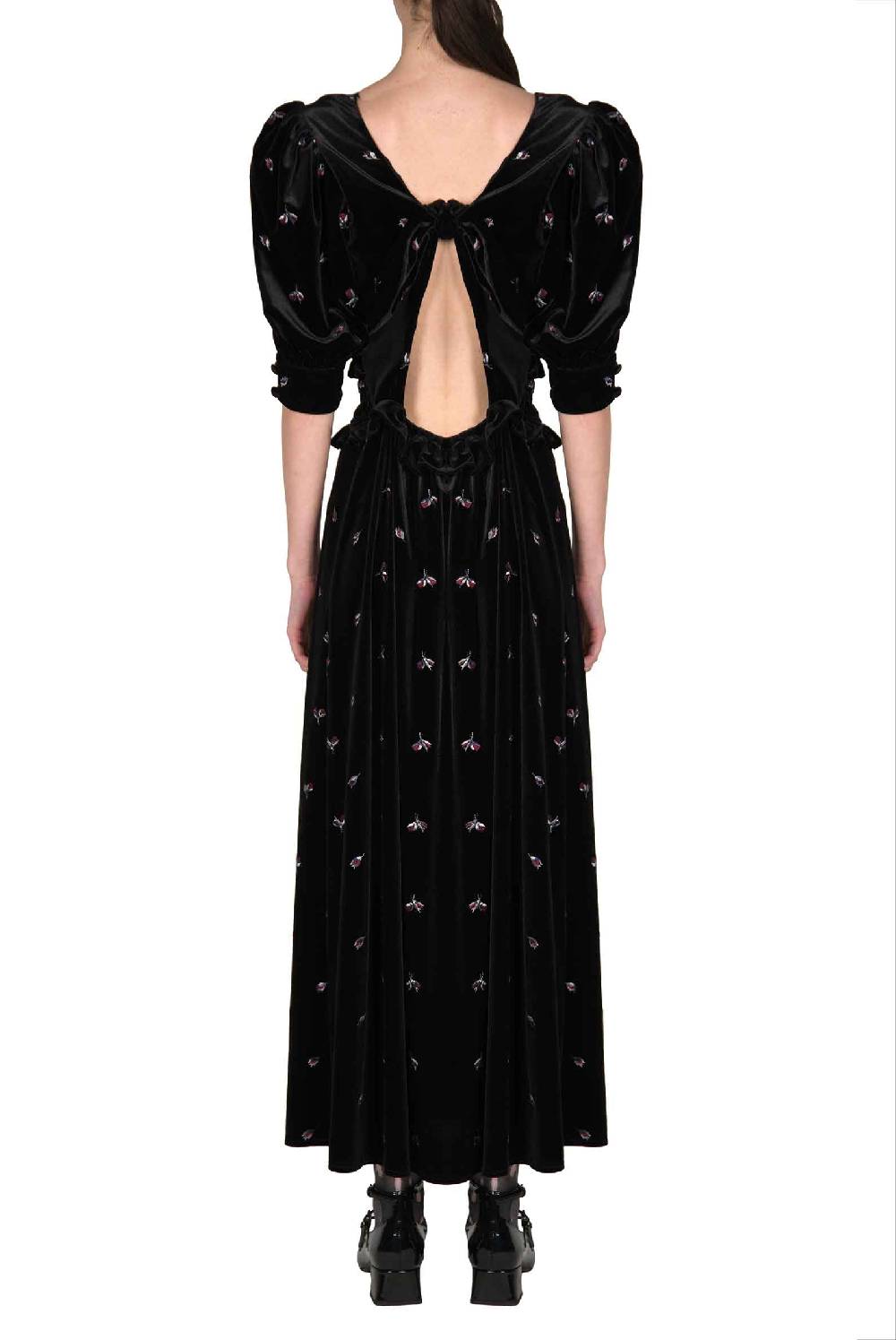 Luisa Beccaria Abito smock ricamato giardino d'inverno Offerta Pasqua
