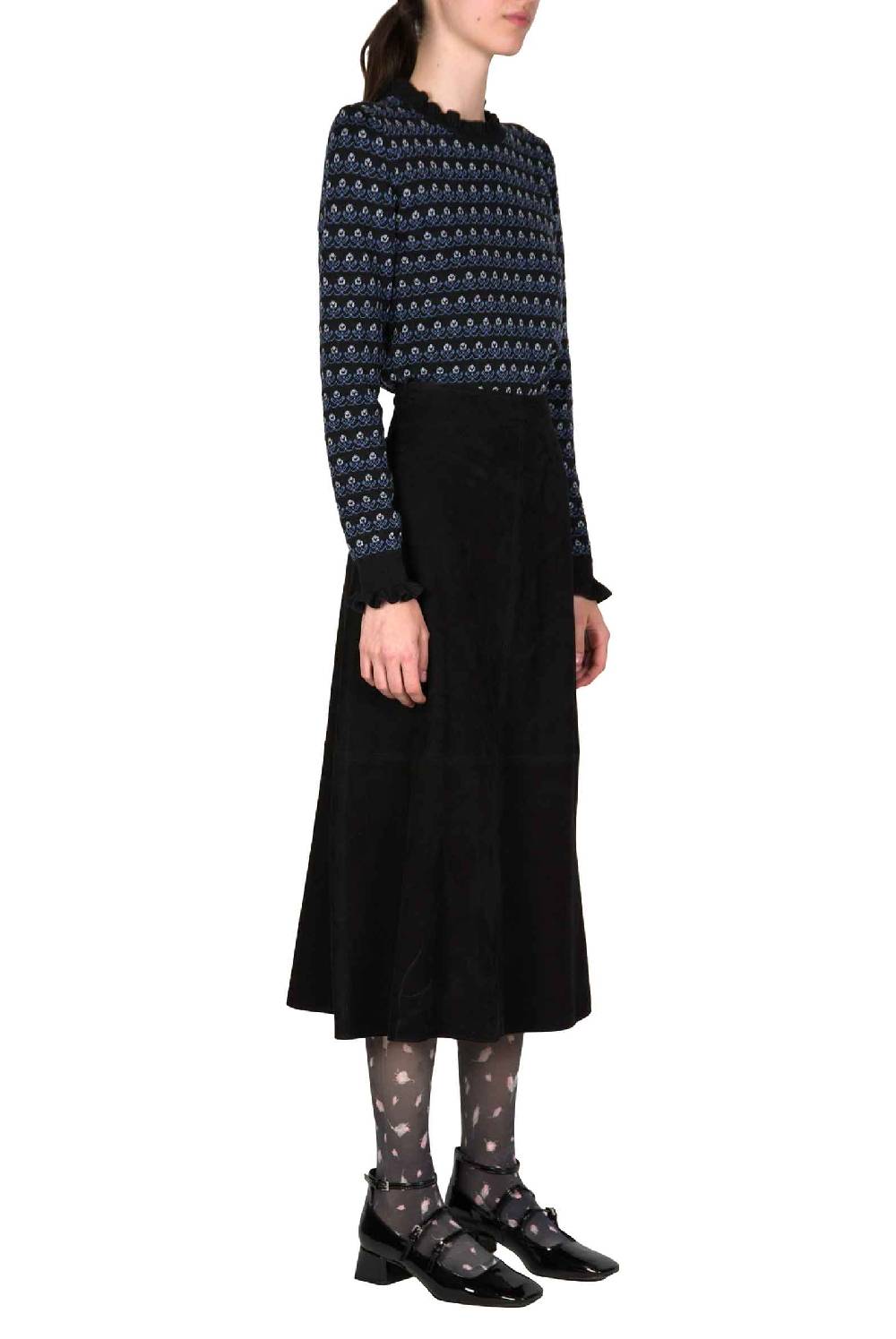 Luisa Beccaria Maglione girocollo nero floreale Offerta Anniversario