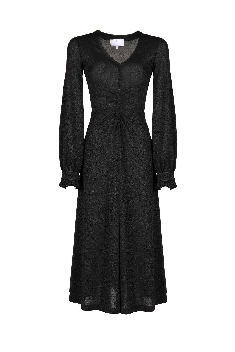 Luisa Beccaria Abito nero in jersey lurex Vendita calda