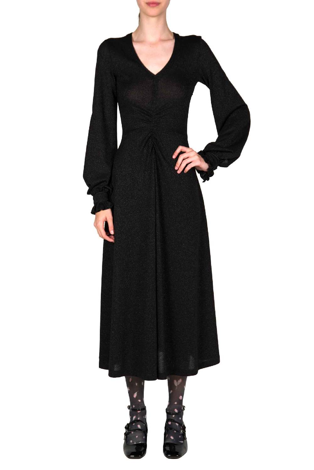 Luisa Beccaria Abito nero in jersey lurex Vendita calda