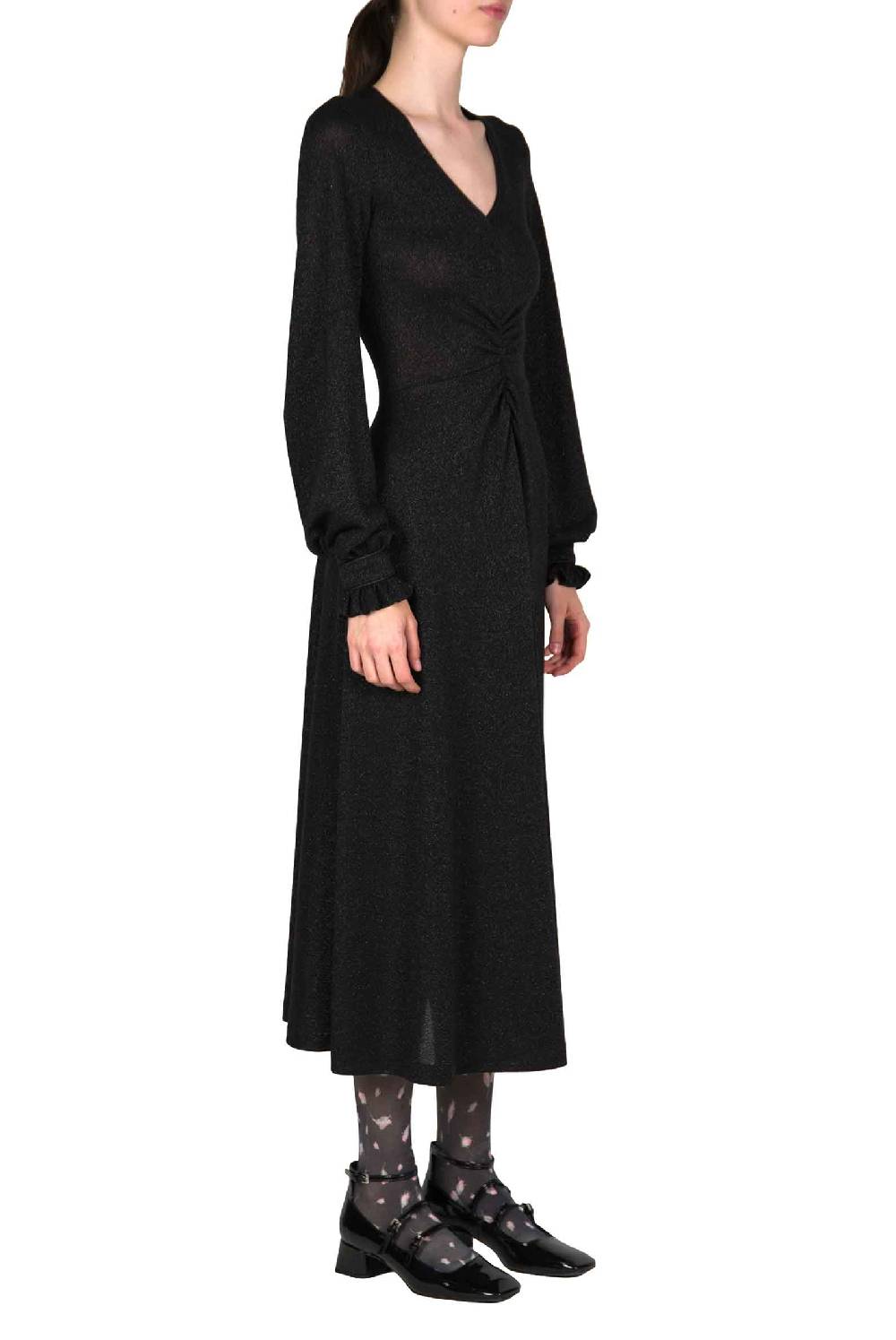 Luisa Beccaria Abito nero in jersey lurex Vendita calda