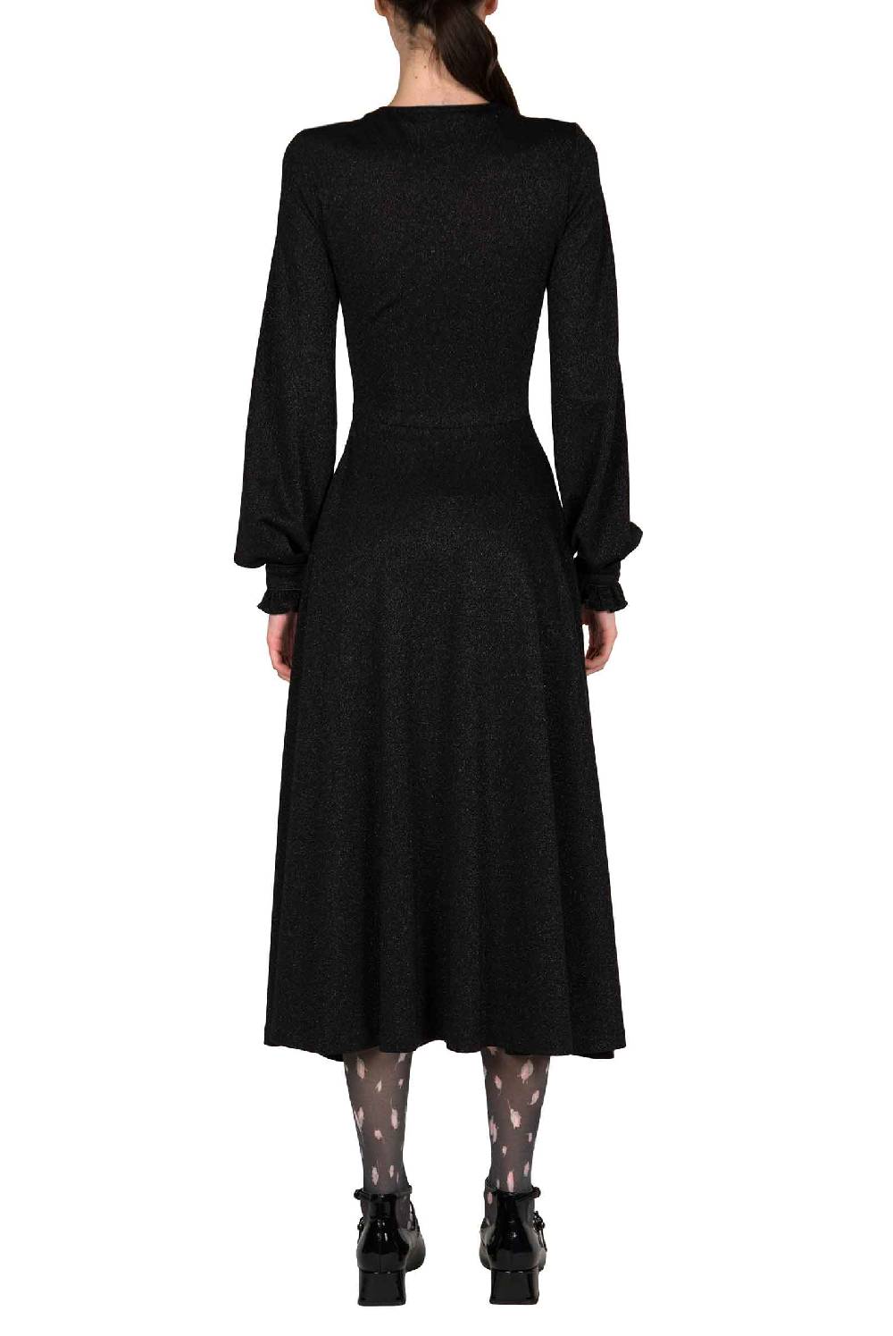 Luisa Beccaria Abito nero in jersey lurex Vendita calda