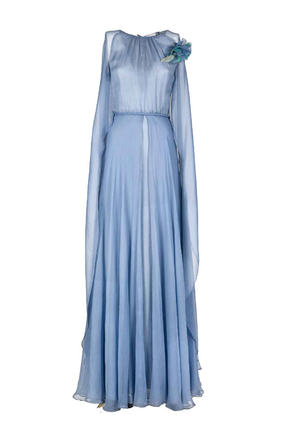 Luisa Beccaria Abito lungo in creponne di chiffon con mantella Lightning offer