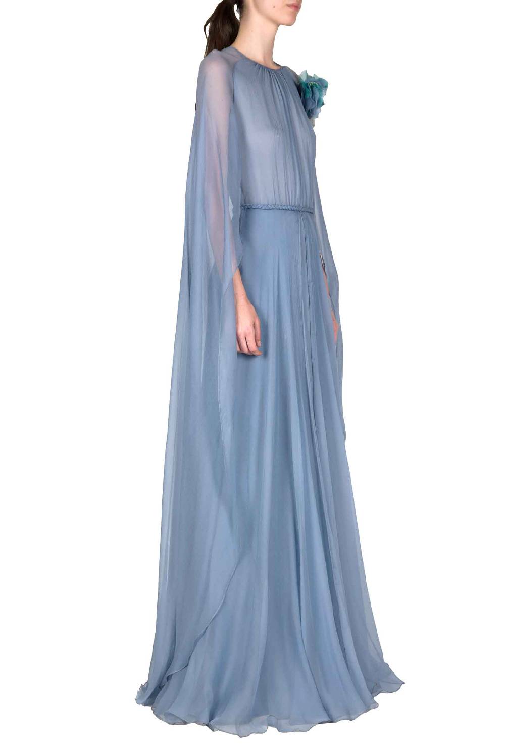 Luisa Beccaria Abito lungo in creponne di chiffon con mantella Lightning offer