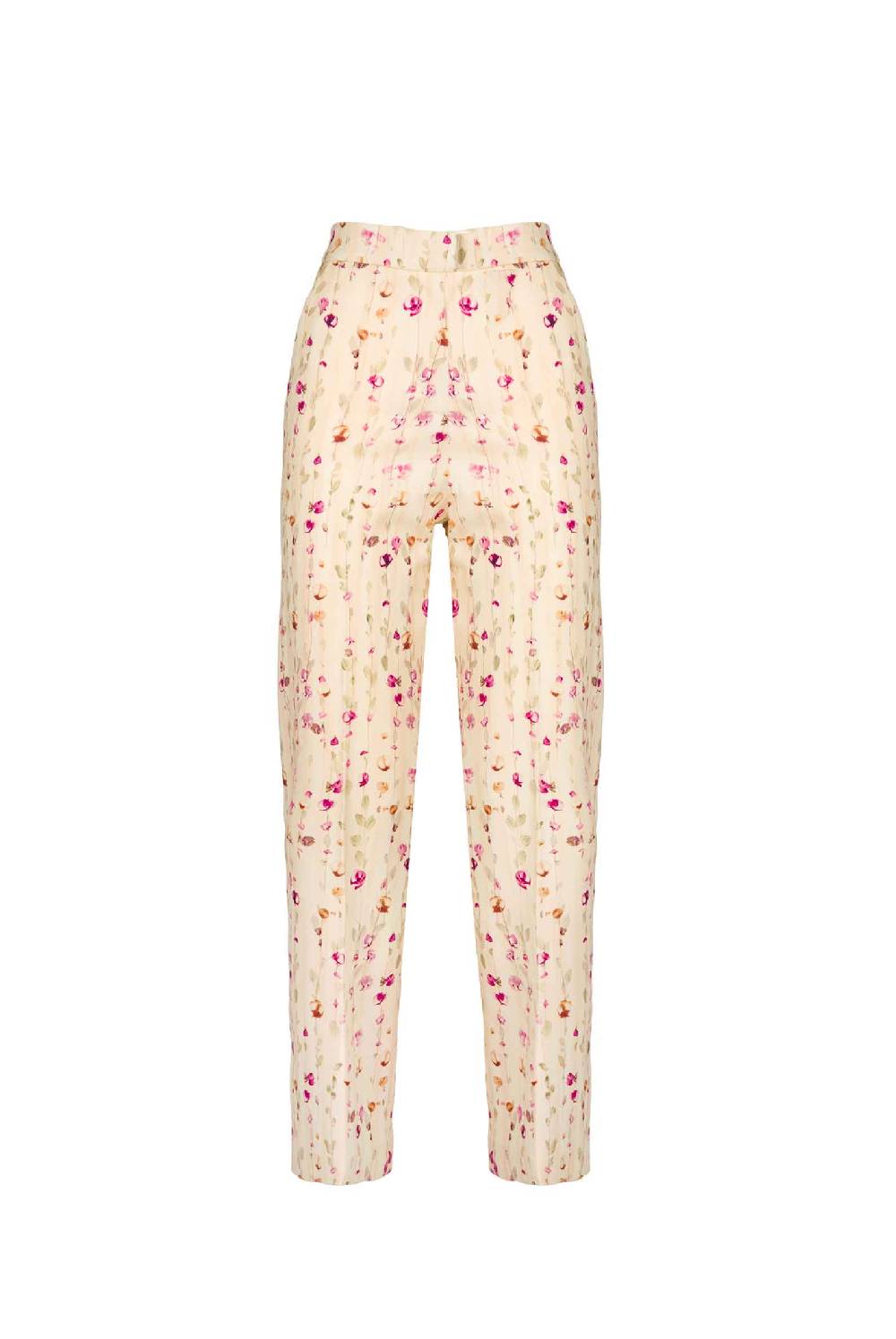Luisa Beccaria Pantaloni di lana a sigaretta con ghirlanda di fiori Offerte stagionali