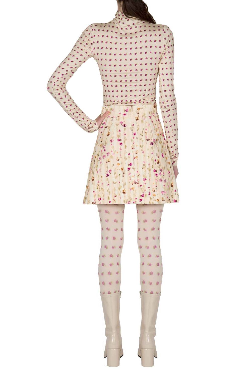 Luisa Beccaria Dolcevita beige con stampa boccioli vintage Comprane uno, ottenene uno gratis