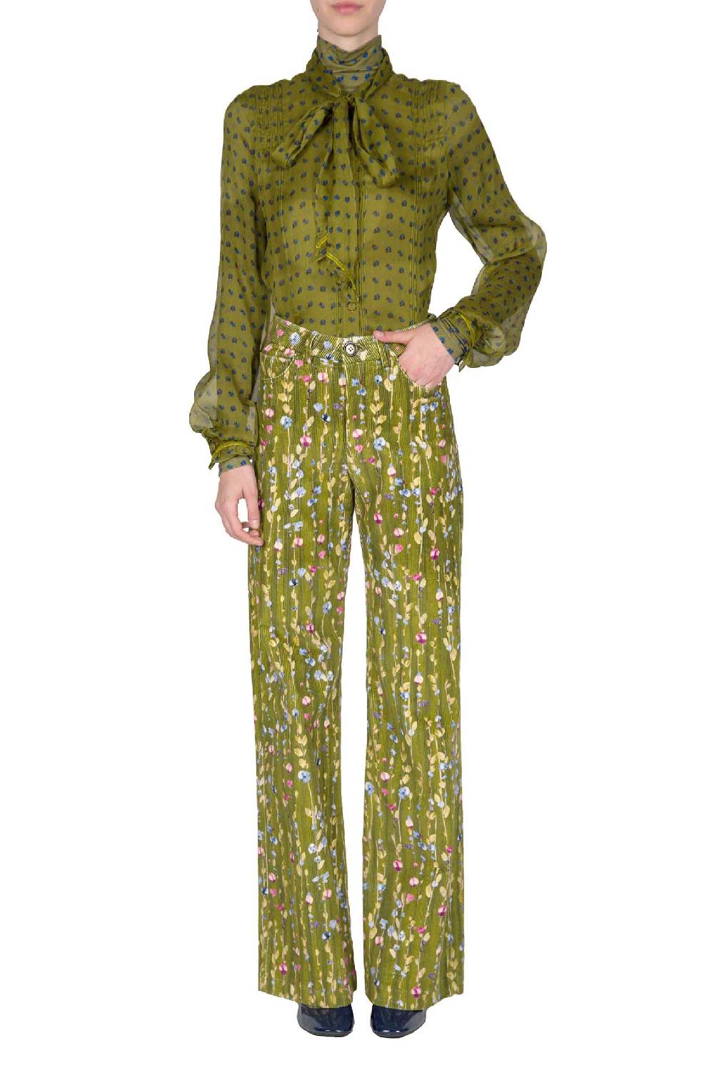 Luisa Beccaria Camicia in creponne di chiffon vintage Buds con dettaglio fiocco ACQUISTA ORA