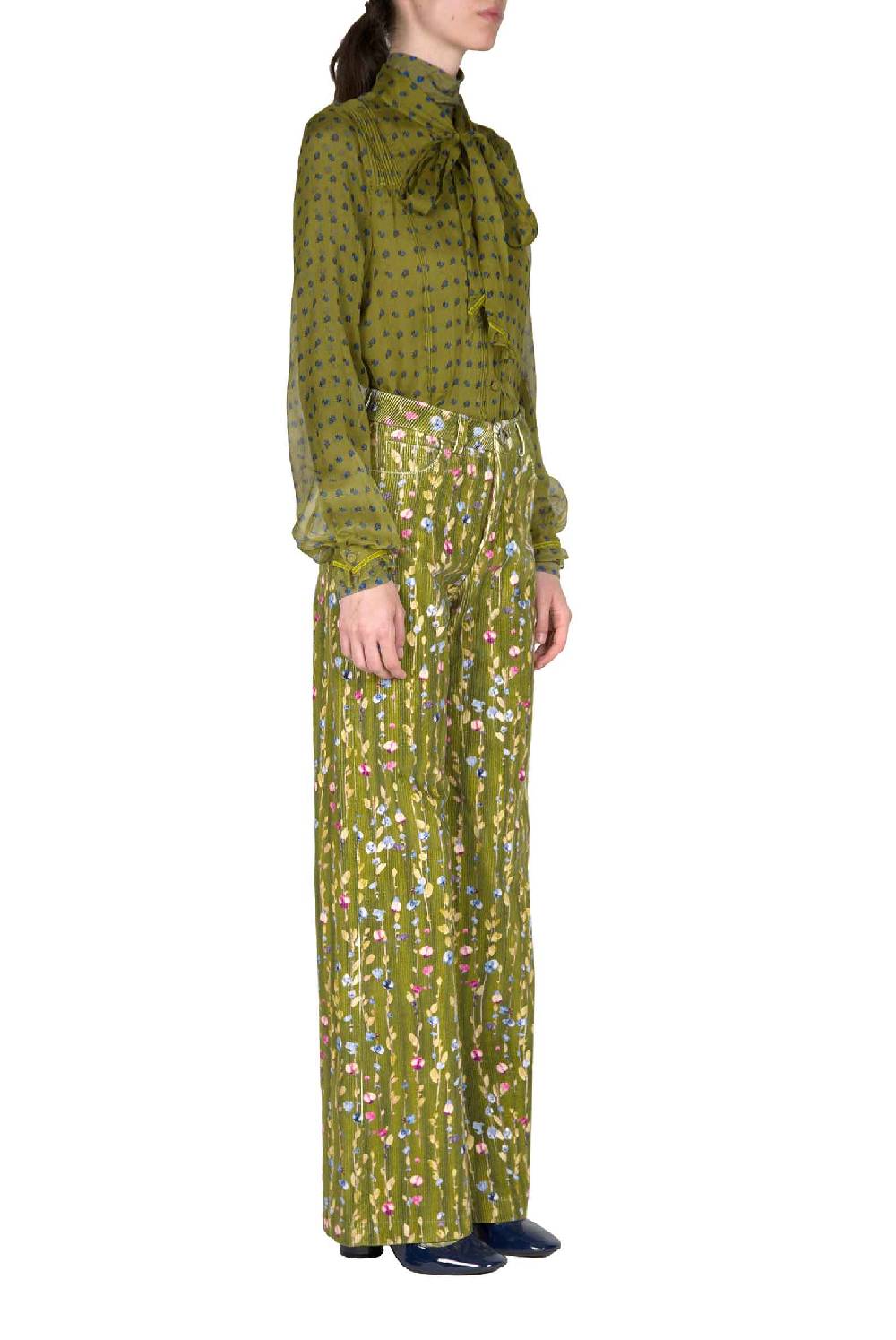 Luisa Beccaria Camicia in creponne di chiffon vintage Buds con dettaglio fiocco ACQUISTA ORA