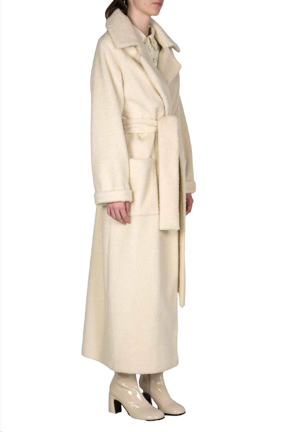 Luisa Beccaria Maxi cappotto in lana bianca Fino al 65% di sconto