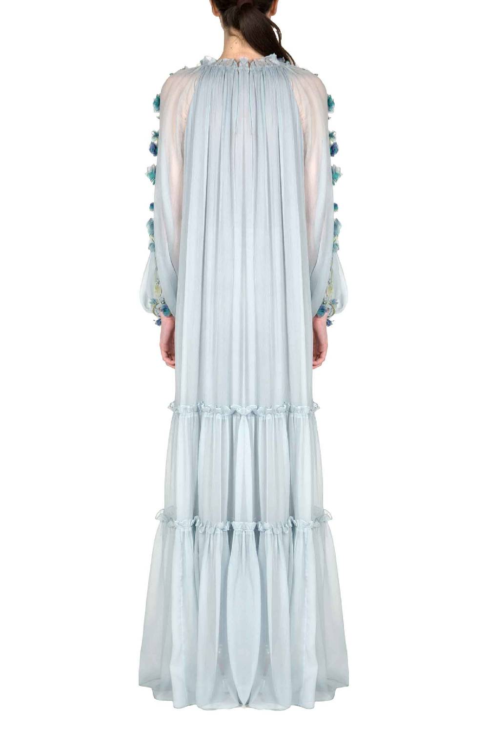 Luisa Beccaria Abito lungo in chiffon con dettaglio floreale Trasporto libero internazionale