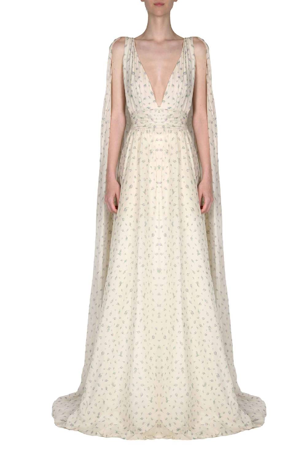 Luisa Beccaria Abito da sposa Winter Garden in georgette effetto mantella con scollo a V Officina