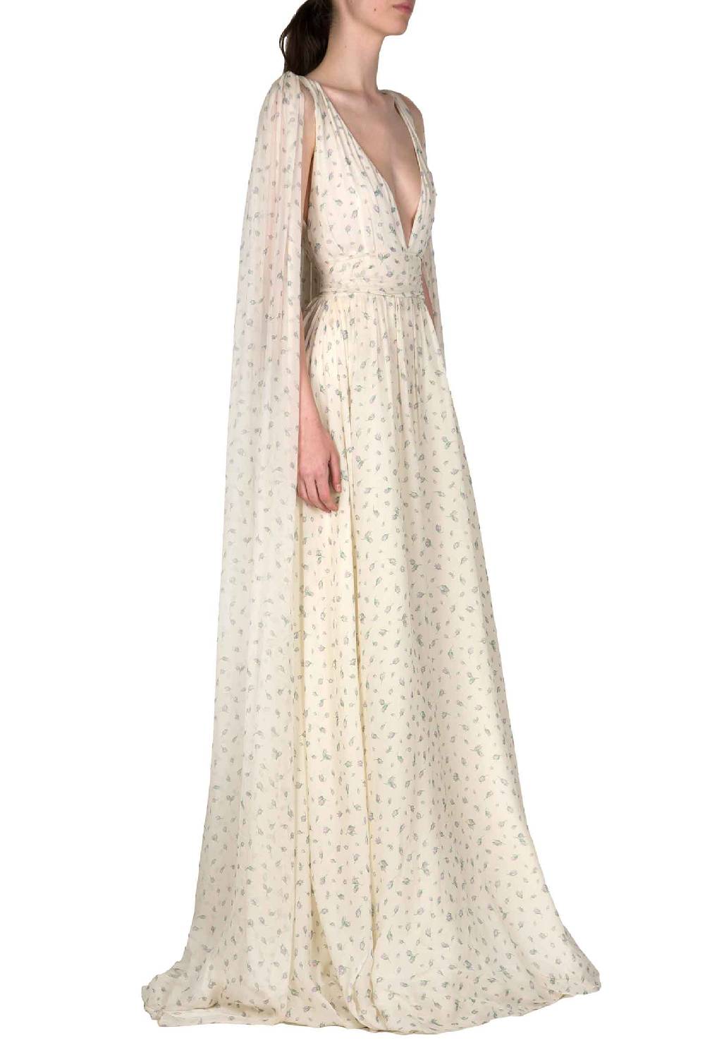 Luisa Beccaria Abito da sposa Winter Garden in georgette effetto mantella con scollo a V Officina