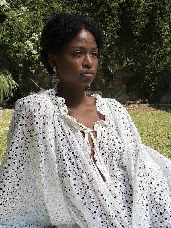 Luisa Beccaria Abito lungo midi in cotone broderie In vendita