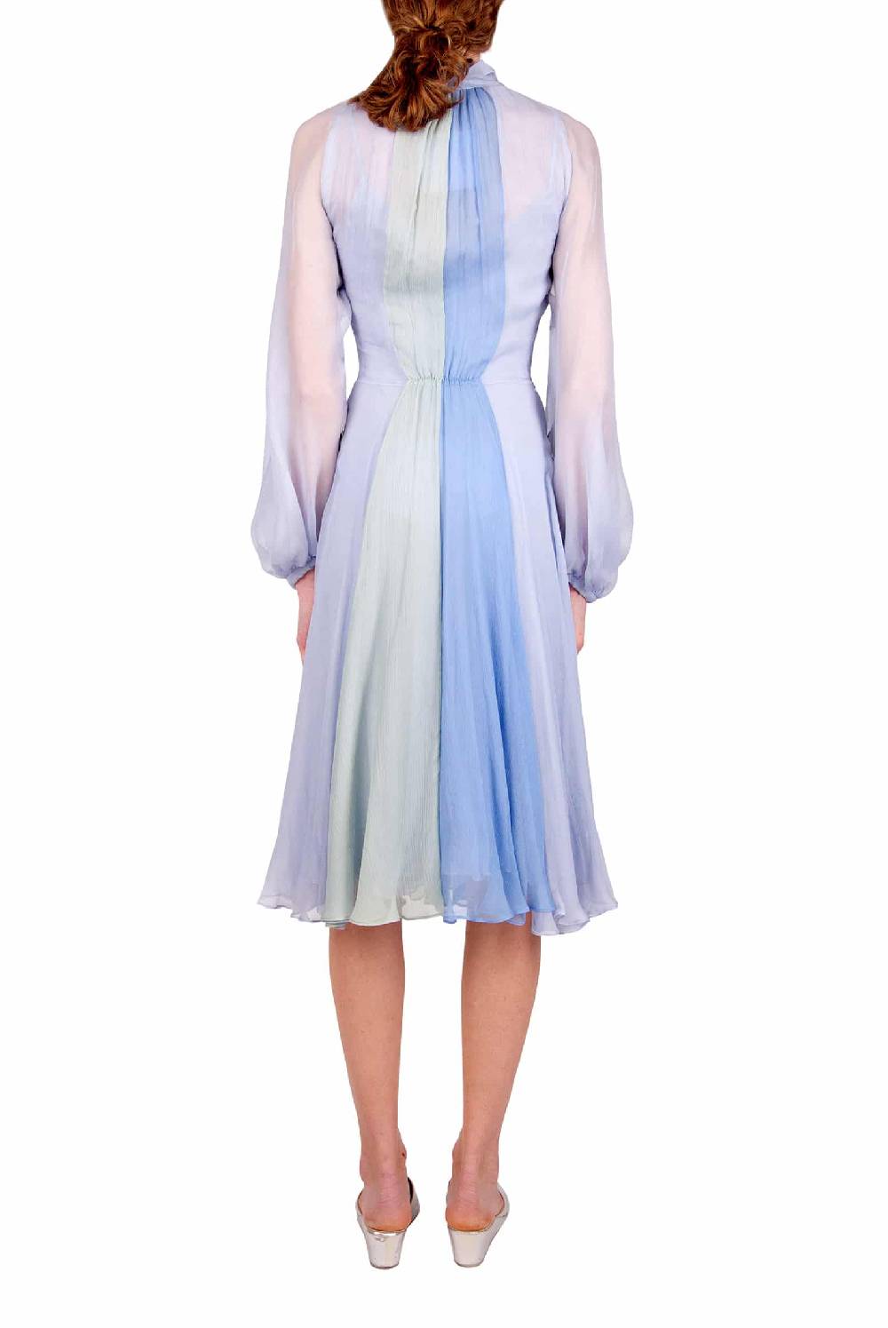 Luisa Beccaria Abito Corto In Chiffon Tricolore Con Fiocco Acquista Ora