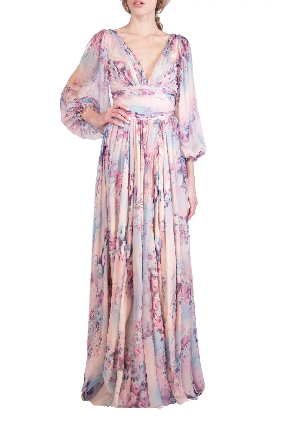 Luisa Beccaria Abito in chiffon stampato di Lucrezia Affare Del Giorno