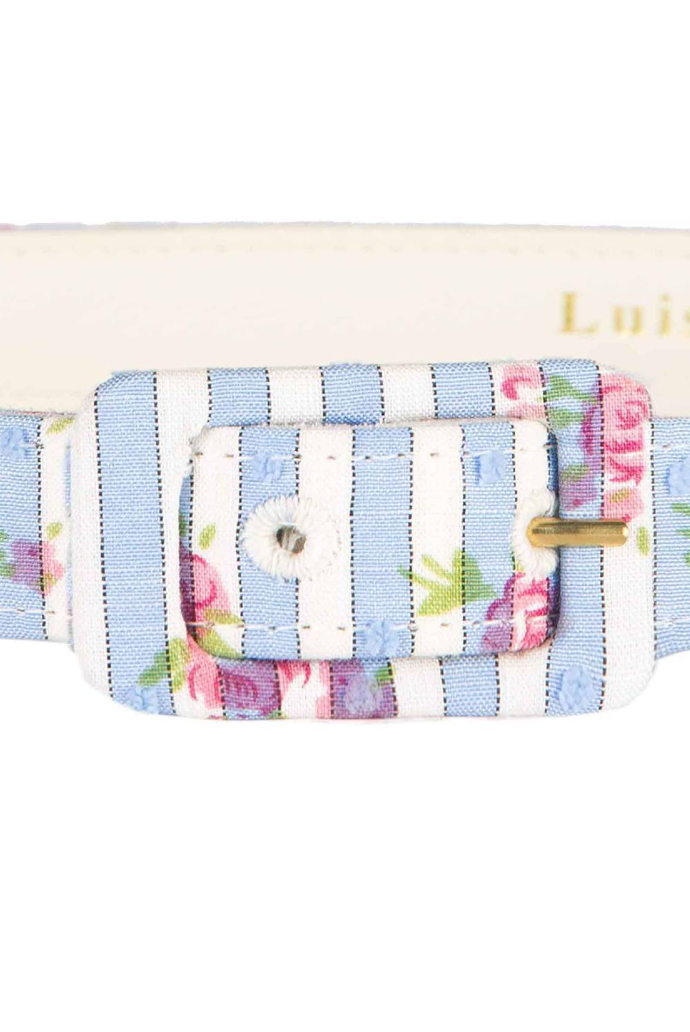 Luisa Beccaria Cintura blu con rose a righe Novità