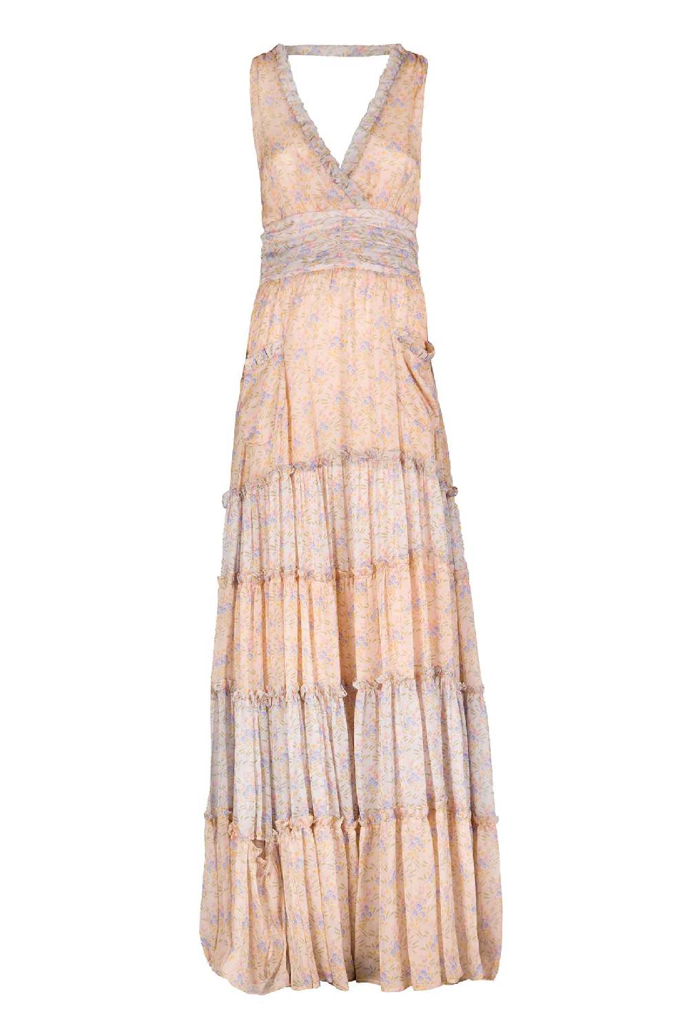 Luisa Beccaria Abito lungo in chiffon increspato Blooming Mirage Presa