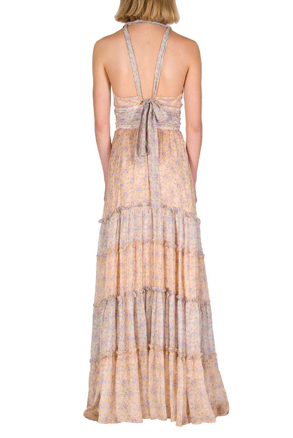 Luisa Beccaria Abito lungo in chiffon increspato Blooming Mirage Presa