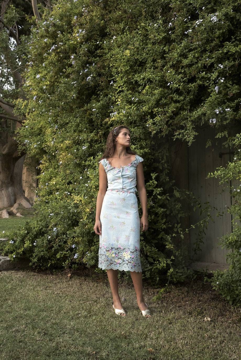 Luisa Beccaria Gonna in misto cotone con finiture in pizzo Outlet