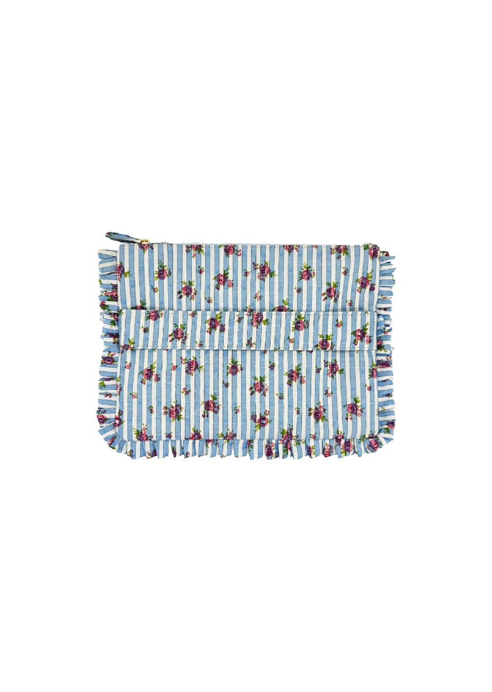 Luisa Beccaria Pochette Piccola A Mano Rose Rigate Blu Offerte