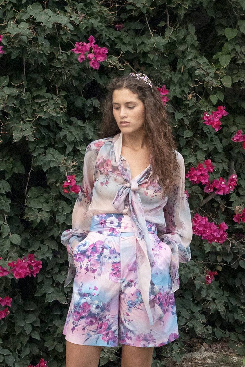 Luisa Beccaria Camicetta in chiffon stampato Vendita Calda