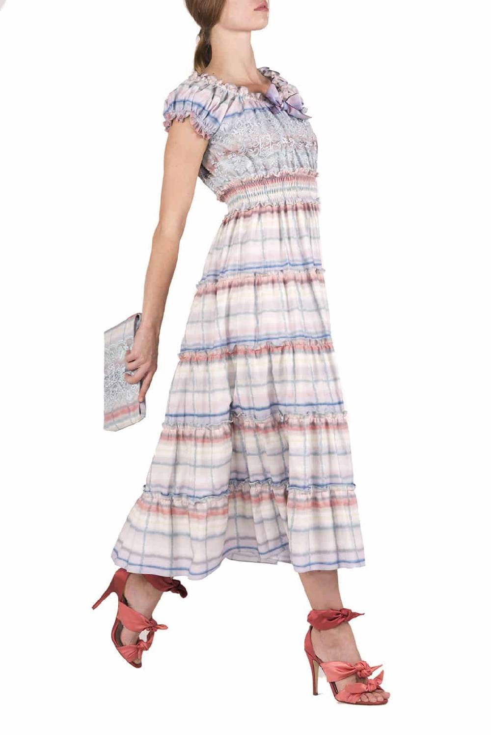 Luisa Beccaria Abito midi in cotone melt con pizzo I Più Venduti